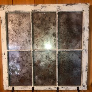 Accent window coat hanger with mercury glass